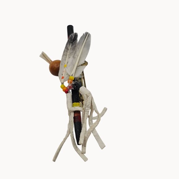 VTG Brooch Native American Feathered Boho Beaded Arrow Point Ethical Art to Wear - Picture 4 of 12